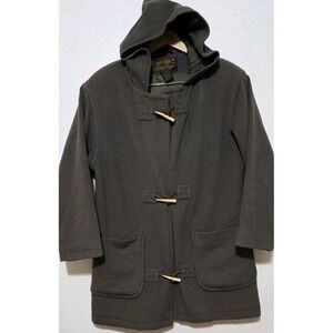 Vintage Eddie Bauer Wool Toggle Over Coat Jacket Olive Green Women Sz S USA Made